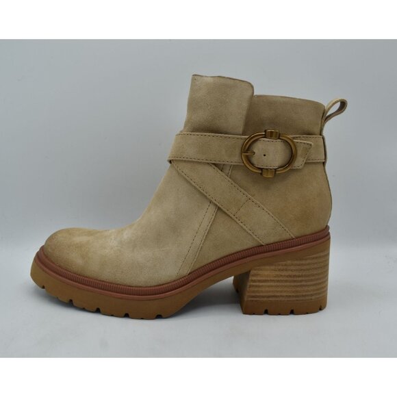 Sofft Womens Size 9.5 Jenine Lennox Tan Suede Zip Block Heel Ankle Boots Shoes - Picture 5 of 15